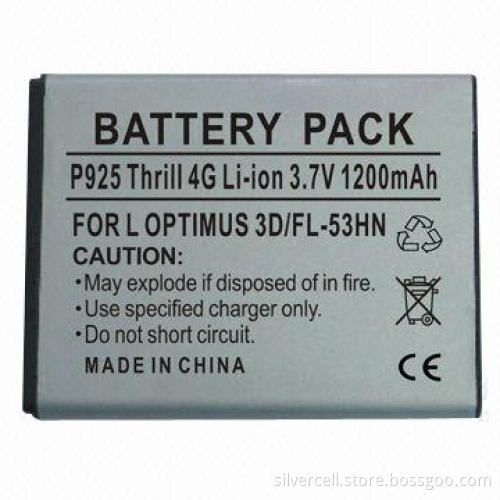 Mobile Phone Battery Packs for LG P925, with 1,200mAh Capacity